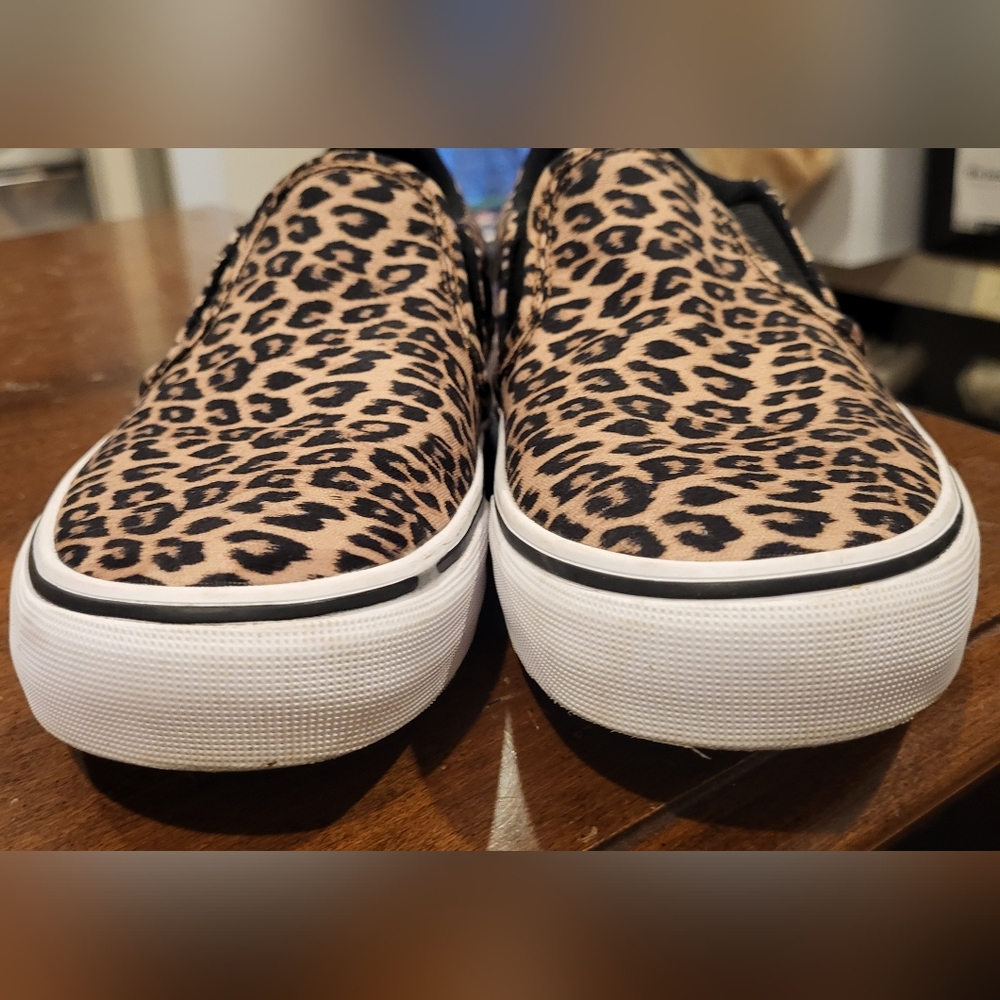 VANS Asher Deluxe Womens Shoes Cheetah Leopard Print Slip On Skate Sneakers Sz 7 - Picture 3 of 7